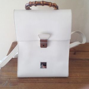 Doomey and Bourke white leather backpack bamboo