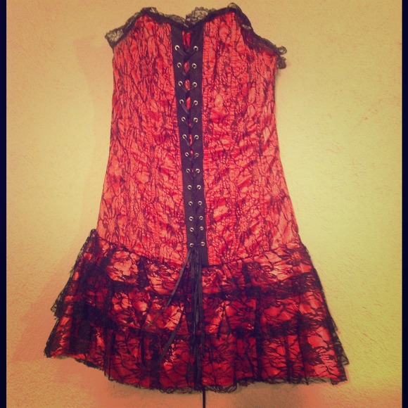 Strapless lace corset dress
