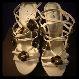 Bebe "Basha" white stiletto sandals - Size 7 1/2