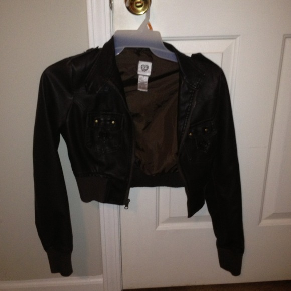 SOLD!!!!Brown faux leather jacket