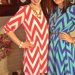 SOLD! Coral Chevron Dress