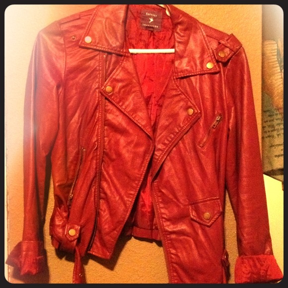 Forever21  burgundy faux leather jacket