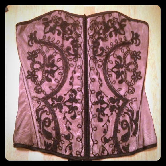 Peach Base Corset with Black Lace top