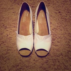 White TOMS wedges