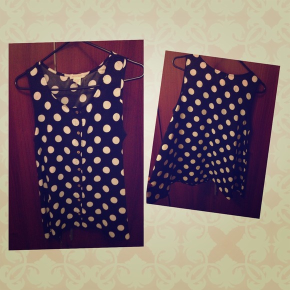 Flowy Black & White Polkadot Blouse