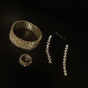Matching bracelet, earrings, and ring