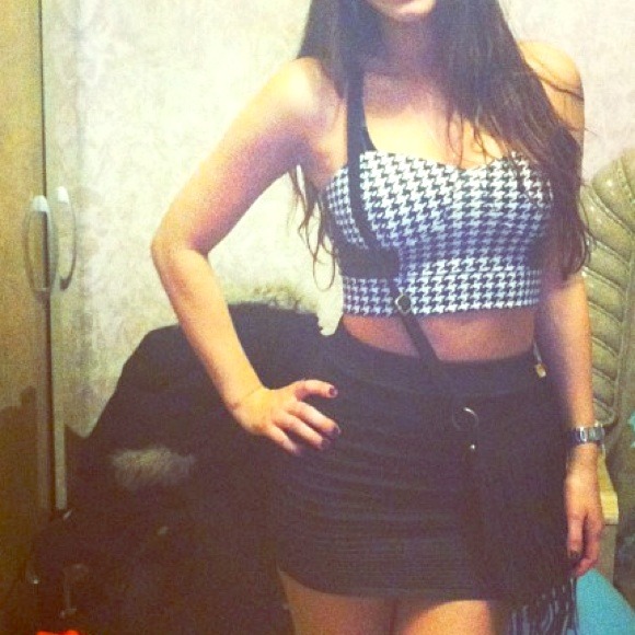 black and white cropped top