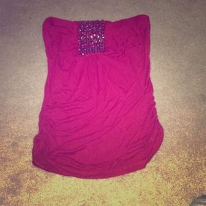 Sexy strapless red top with bling.