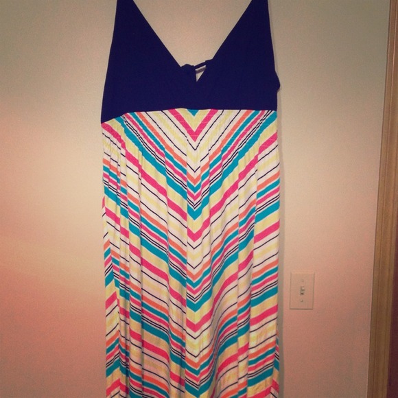 Strip print maxi dress