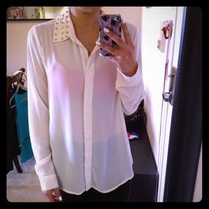 ❌SOLD---Pacsun Studded Crepe Chiffon Blouse