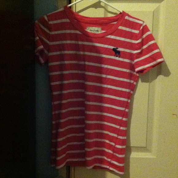 Pink and white striped Abercrombie shirt
