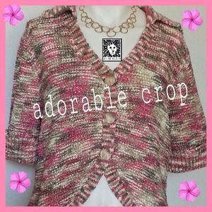 Anne Klein Cropped Short-Sleeved Sweater. NWOT