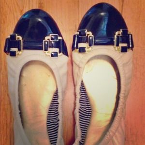 White leather Tahari ballet flats