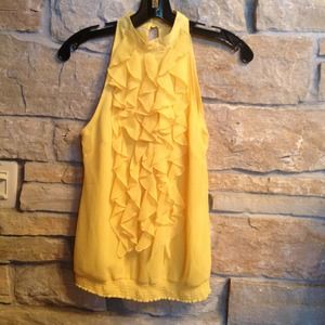 Bright yellow ruffled top