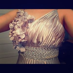 Formal, silver handmade full-length gown, size 4-6