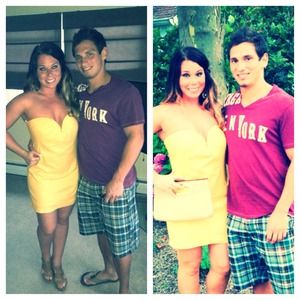 Yellow strapless dress