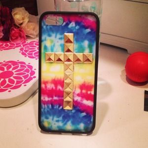 iPhone 4/4s tie dye case with gold cross
