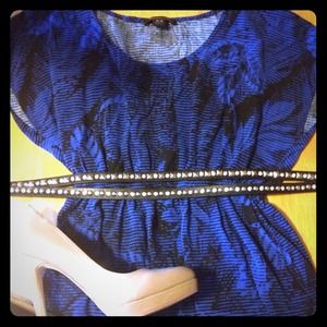 SOLD--Royal blue and black tunic top empire waist