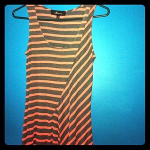 Orange and dark gray striped mini dress...