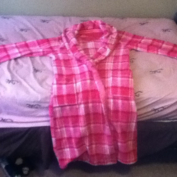 Pink plaid bath robe