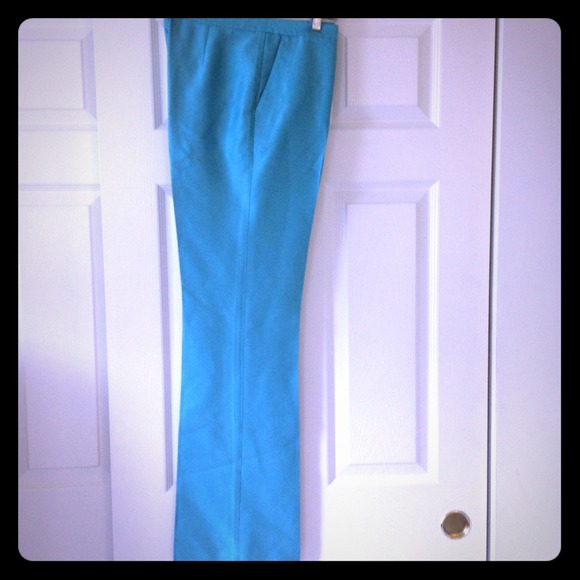 100% silk turquoise blue BCBG pants.