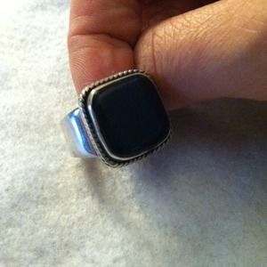 Sterling and onyx ring