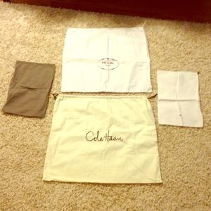 Prada, Cole Haan, Vera Wang, & Pollini dust bags