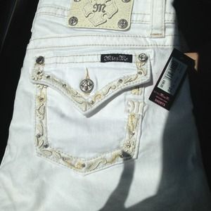 Miss Me white shorts with jewels and lace