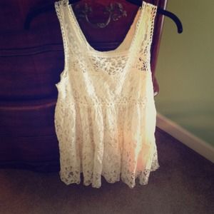 Cream Lace Flowy Dress