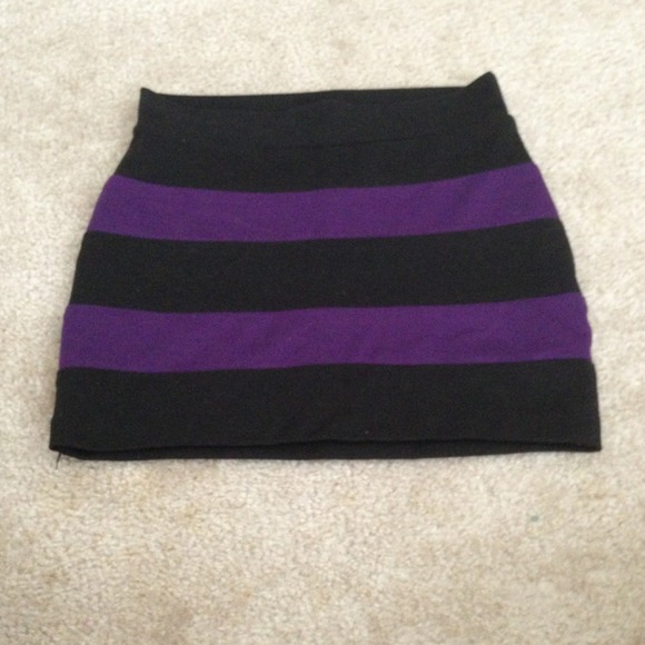 Black and purple striped skirt