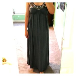Grey Beaded Maxi Dress