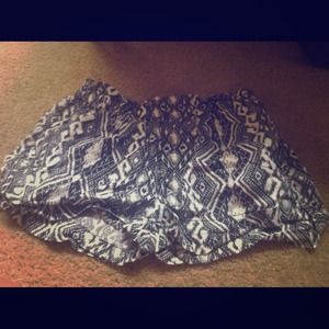 Lightweight black and white tribal shorts