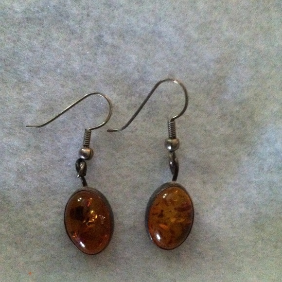 Amber stone earrings