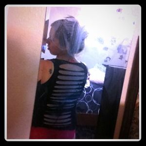 Sequin tank, shredded back