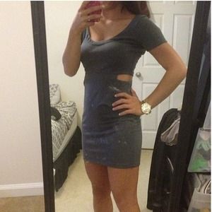 Gray bodycon dress with cut out