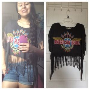 Forever 21 Shredded Biker Crop Top sz S