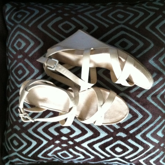 Taupe Patent Strappy Wedges!