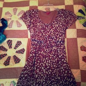 merona splattered dress, purple and white