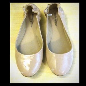 Tan patent leather flats