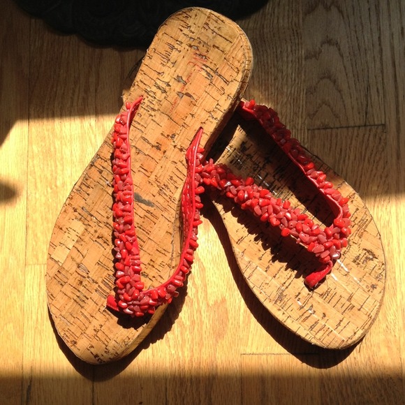 Red flip flops