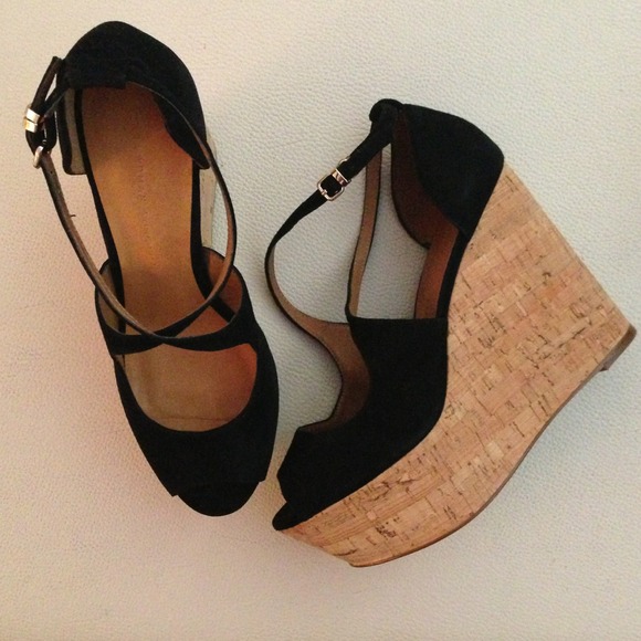 ZARA wedges Black Suede & Cork