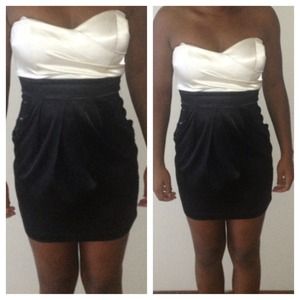 Modern stylish black and pearl cocktail dress