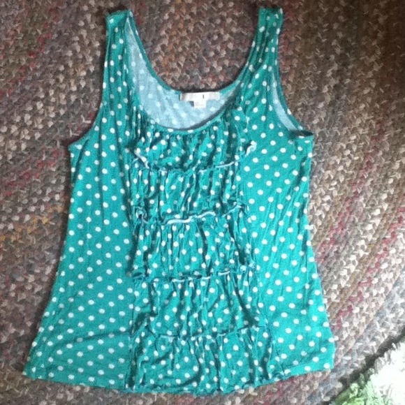 Turquoise and white forever 21 polka-dot shirt