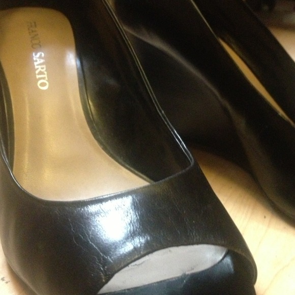 Open Toe Black Franco Sarto Wedges