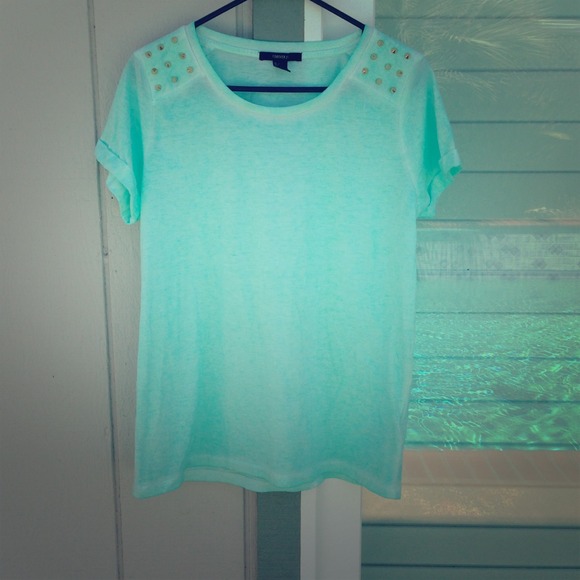💕SOLD💕Aqua Shirt w/ Spikes