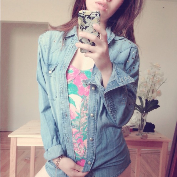 Western denim shirt with metal detailing