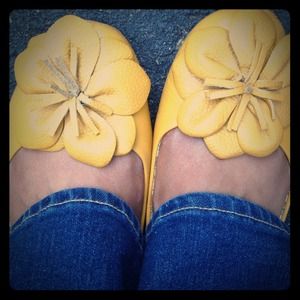 Bright Mustard Leather Flats