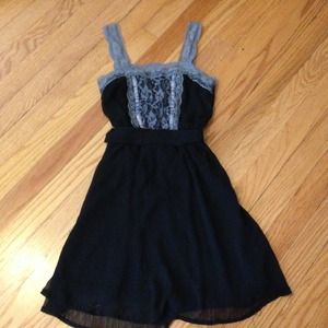 Black Dress with Gray Lace Detail