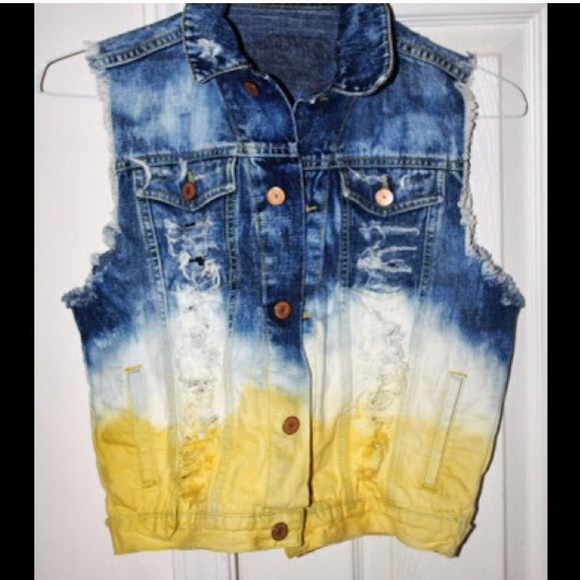 Denim - Gorgeous dip-dye denim vest in yellow