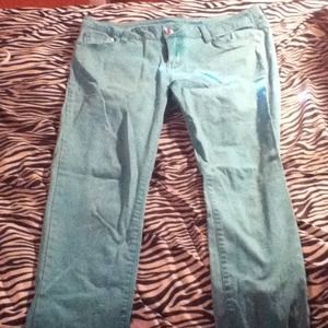 Teal skinny jeans